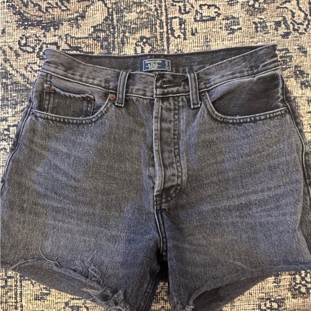 Abercrombie & Fitch High Rise Denim Shorts - Black
